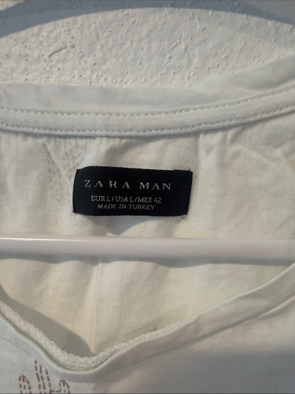 Zara White Short-Sleeve Shirt with Tan Cactus Print - Picture 2 of 3
